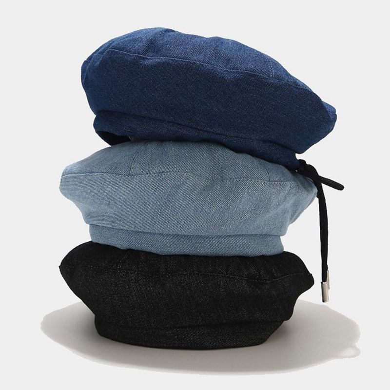 Mũ Beret Denim Màu Sắc Thời Trang Vintage Cho Nữ