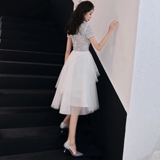 Váy prom bling trắng hàng cao cấp