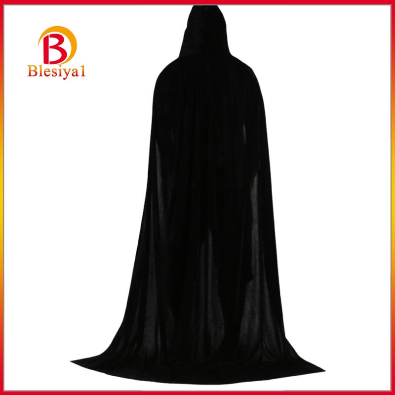 Áo choàng nhung đen dáng dài 150cm có mũ trùm dùng để hóa trang Halloween | BigBuy360 - bigbuy360.vn