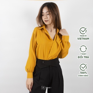 Áo sơ mi nữ vàng mù tạt cổ đức Orange Harriet