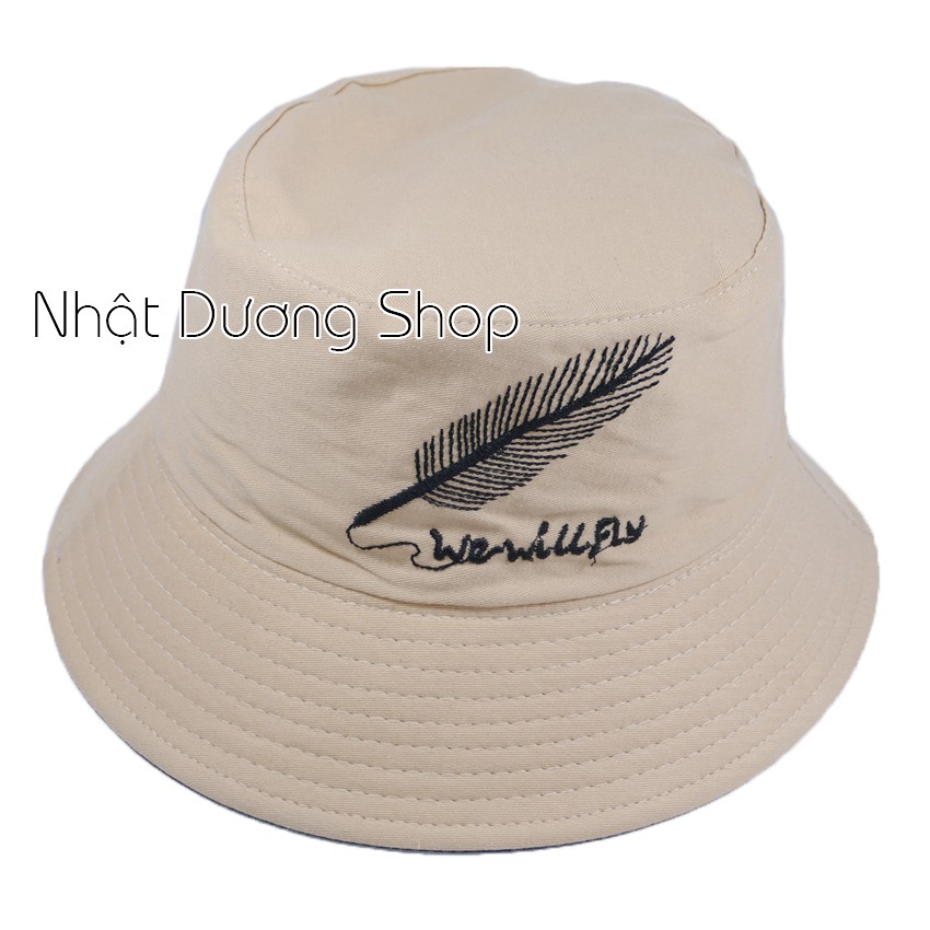 [ Hình thật ] Nón bucket chiếc lá 2 mặt mũ tai bèo vành nhỏ thêu chiếc lá phù hợp cho nam và nữ