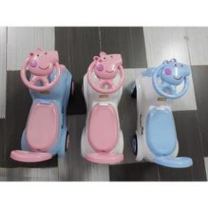 Xe lắc cho bé chòi chân Heo Peppapig cho bé có nhạc + còi + thùng đồ + tựa lưng (Xe chòi chân cho bé)