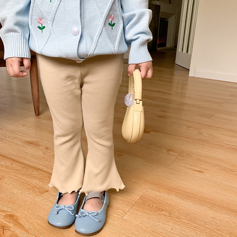 Se7en Quần Ống Loe Lưng Thun Màu Trơn Mùa Thu Phong Cách Hàn Quốc Thường Ngày Cho Bé Gái