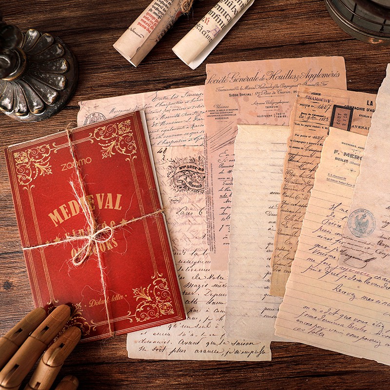 Set 10 tờ giấy nền phong cách Vintage DIY bullet journal, planner...
