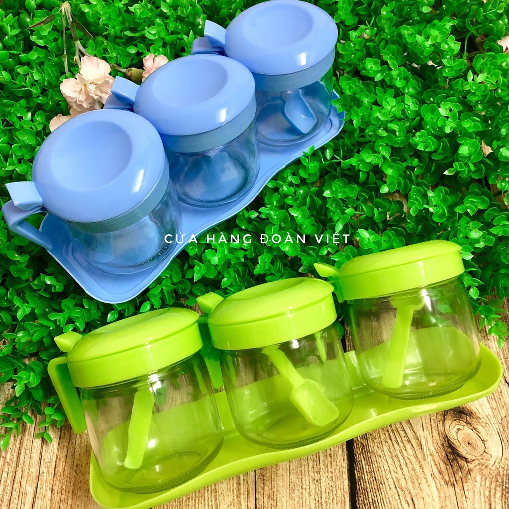 Bộ 3 Hủ Đựng Gia Vị Bằng Thủy Tinh/Hũ đựng gia vị có nắp đậy tiện dụng bền đẹp