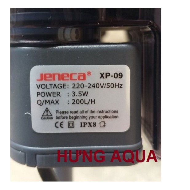 Lọc thác - Lọc thác bể cá Jeneca XP-09 3.5W - Máy lọc thác bể cá cảnh, bể thủy sinh 2 ngăn kèm lọc váng cho bể 30cm-50cm