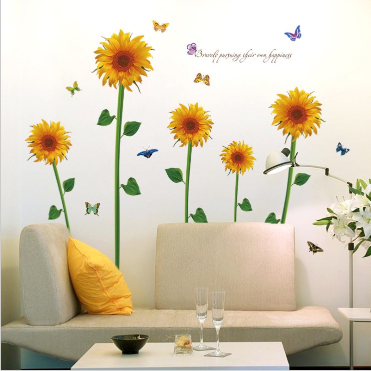 Decal trang trí tường - Hoa Hướng Dương Vàng 02
