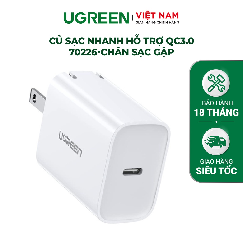 Cốc sạc nhanh PD cổng type C công suất 18W UGREEN CD137