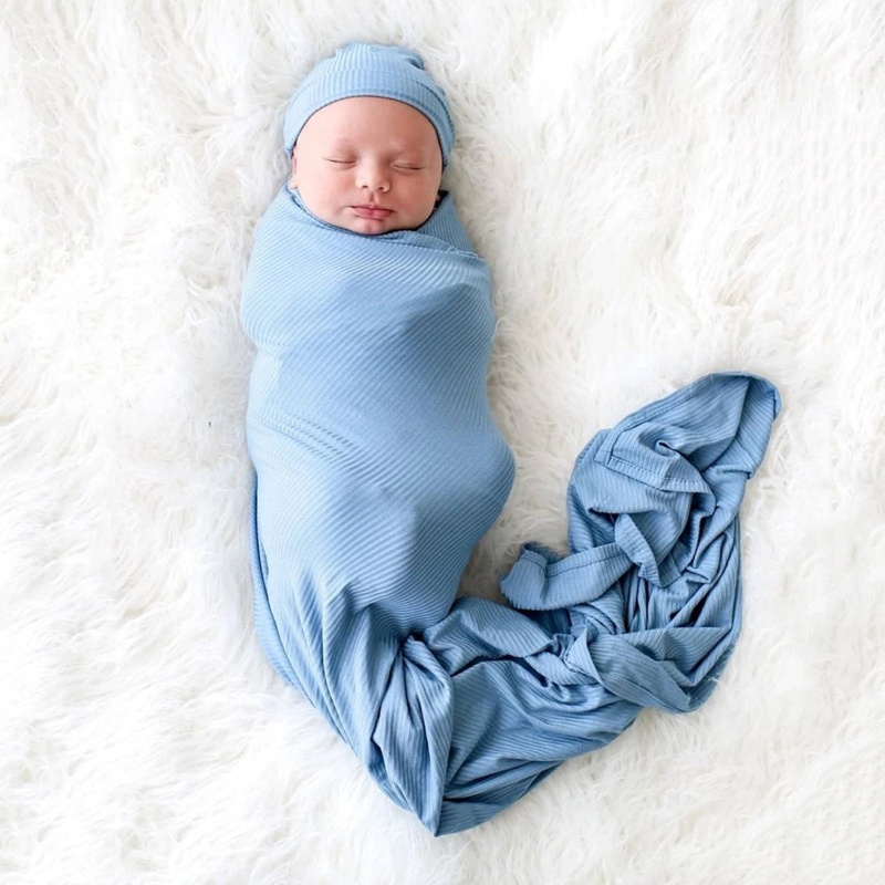 Bộ 2 Món Khăn Quấn + Mũ Bằng Cotton + Băng Đô Cho Bé Sơ Sinh
