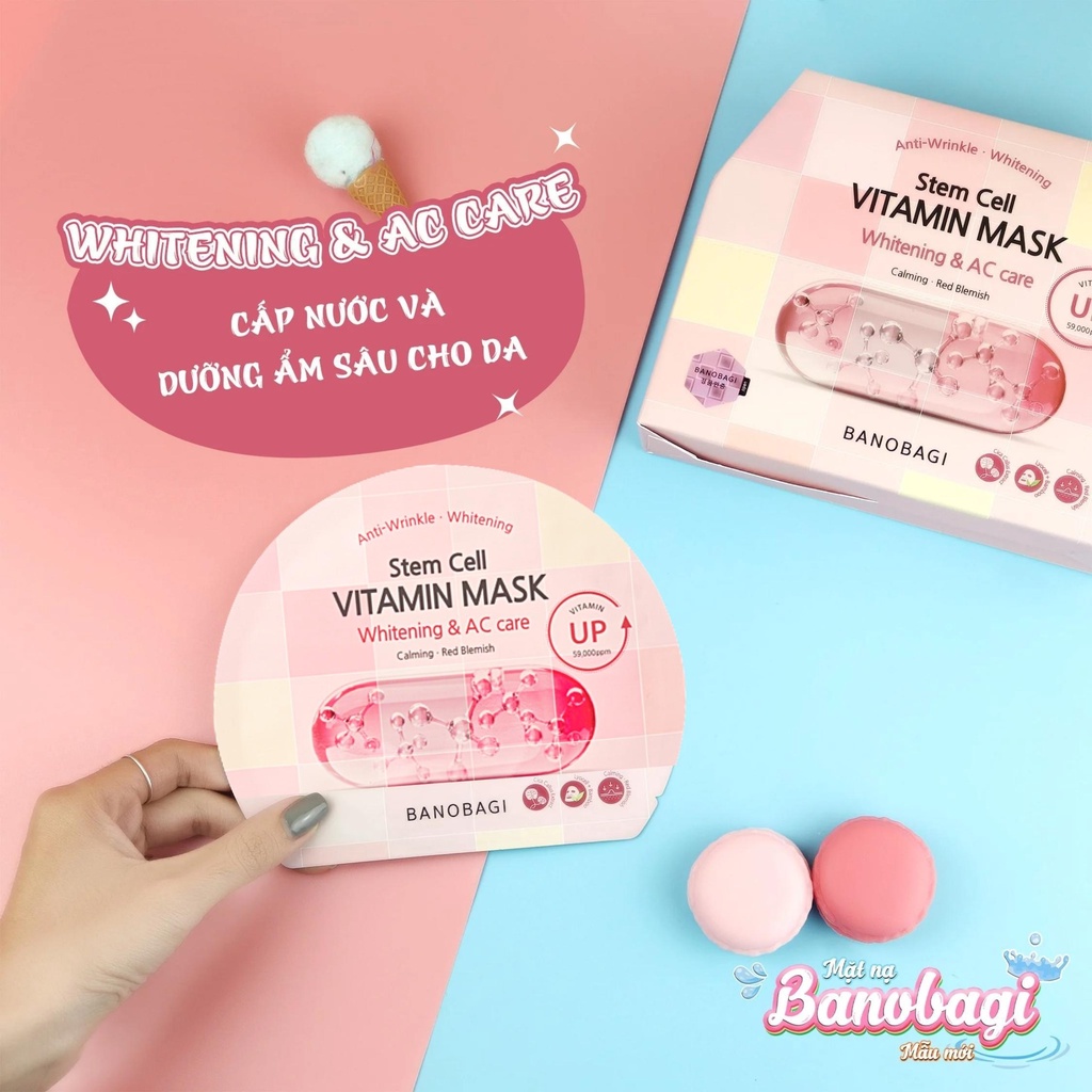 Combo 10 Mặt Nạ Giấy Banobagi Mask Stem Cell Vitamin Dưỡng Ẩm Trắng Da 30ml/Miếng