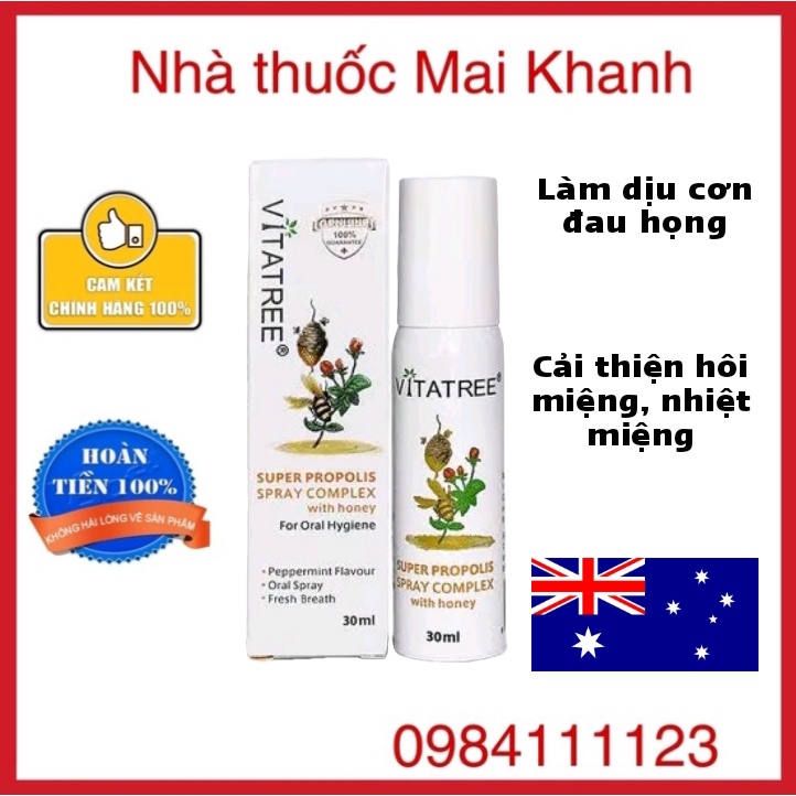 Kẹo xịt ong Vitatree Super Propolis của Úc 30ml