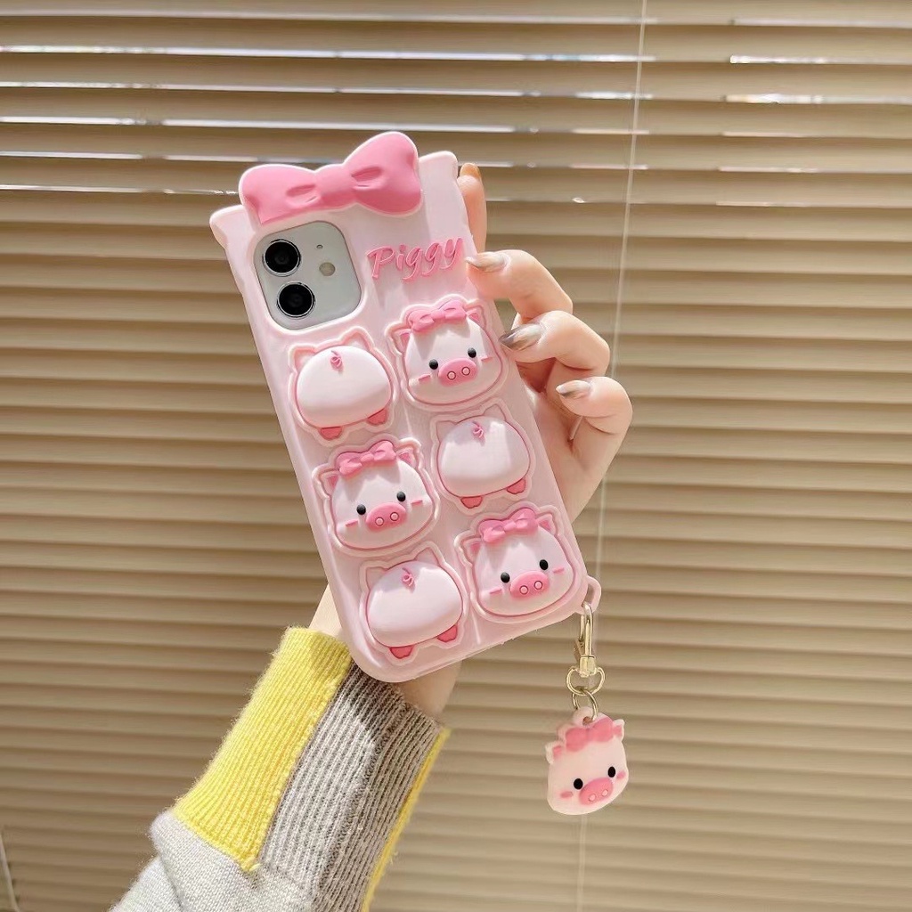 Ốp Điện Thoại Chống Sốc Hình Chú Heo Hồng Cho iPhone 13/12/11 Pro Max/Xr/Xs Max/6/7/8 Plus