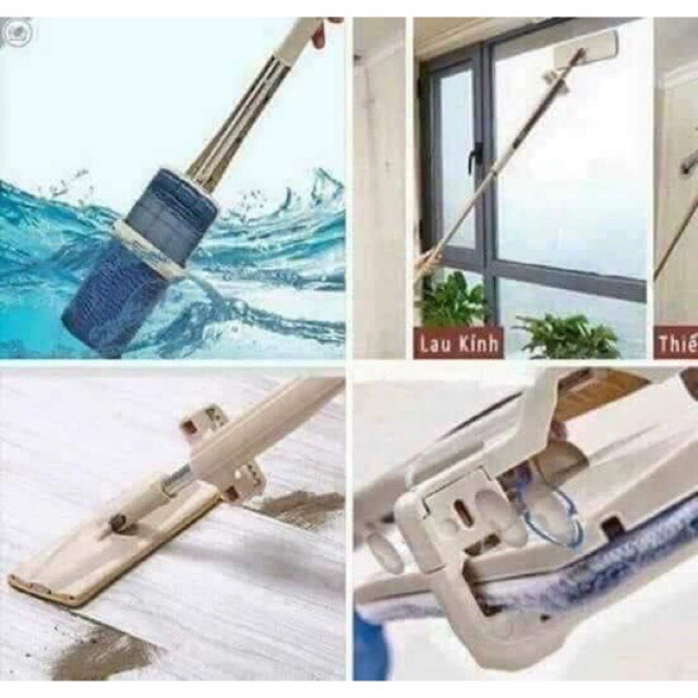 Cây lau nhà xoay 360 độ, Chổi lau nhà rời mâm nhựa, mâm inox