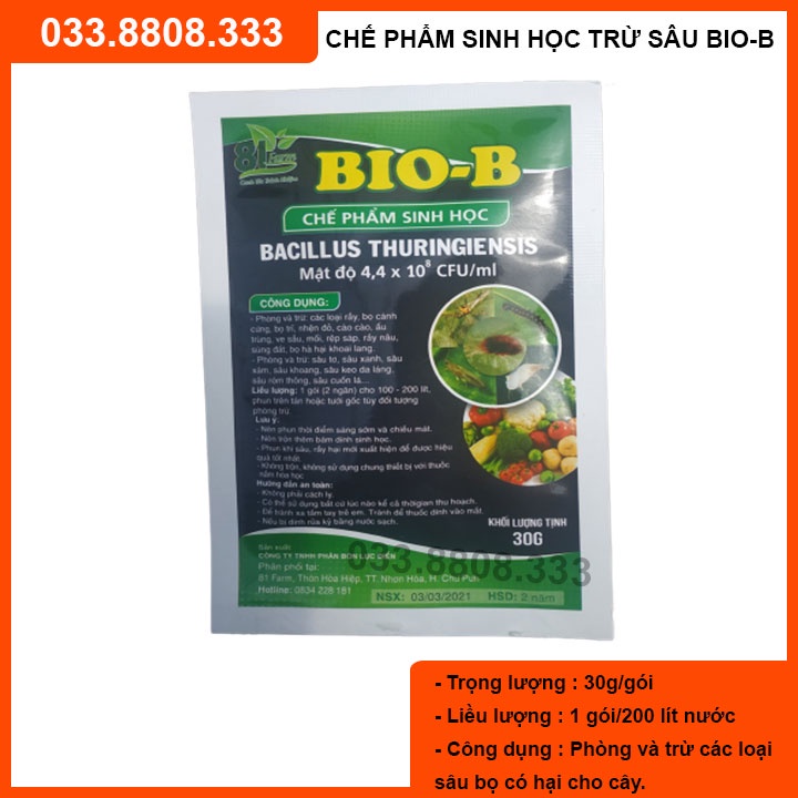 Chế phẩm sinh học diệt côn trùng Công nghệ cao BIO-B 30g - xử lý các loại sâu, bọ trĩ, rầy, rệp