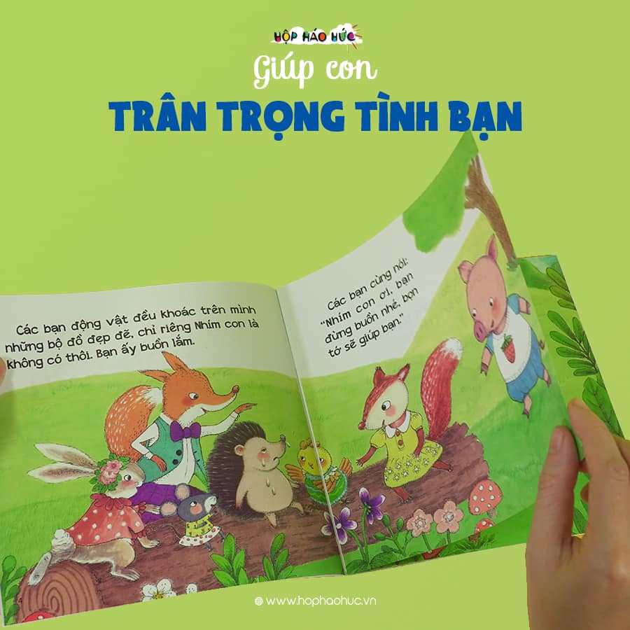 Sách Biết quý trọng tình bạn NHÍM CON MẶC ÁO Cho bé 3-6 tuổi - Giúp con trân trọng tình cảm bạn bè