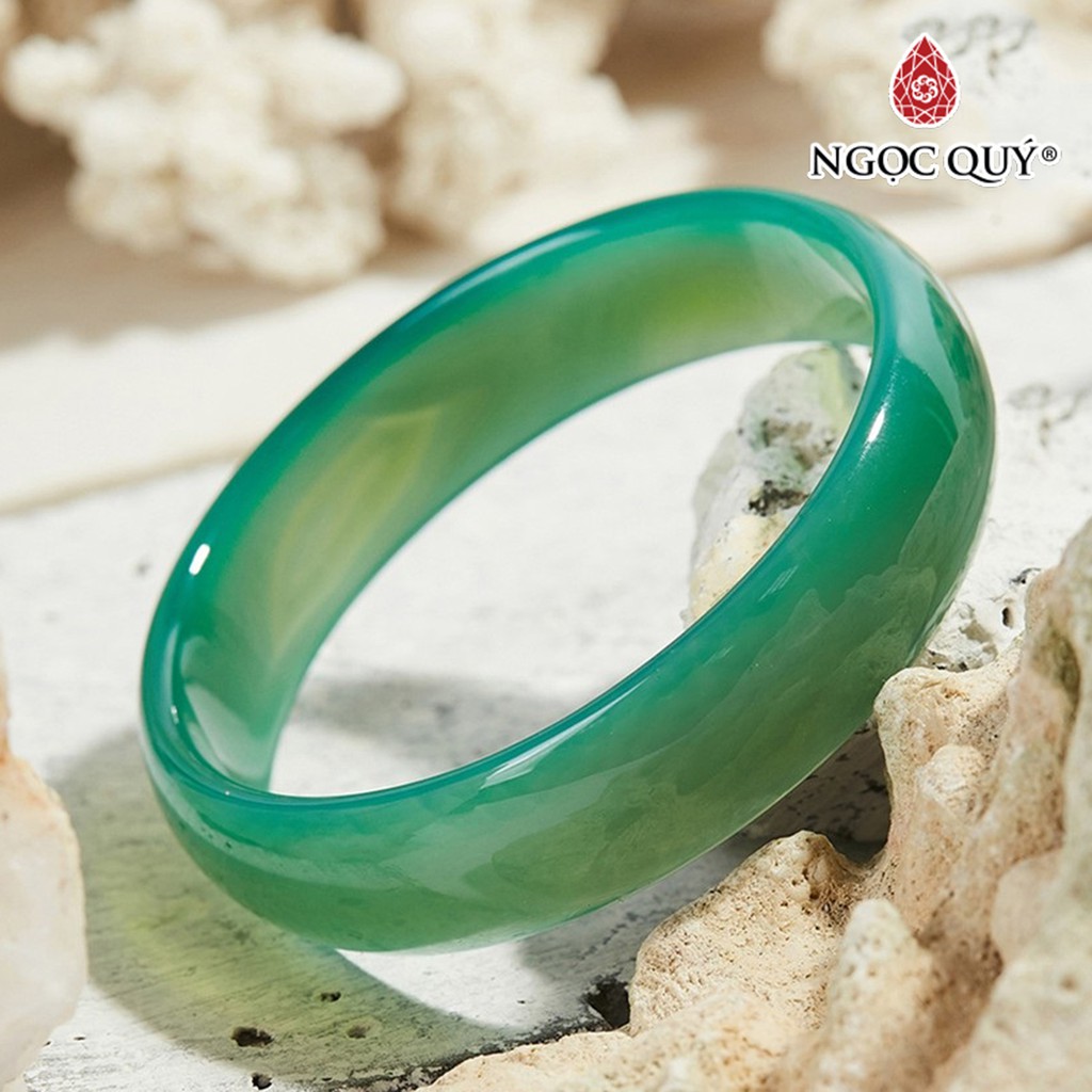 Vòng tay mã não xanh bản mỏng - Ngọc Quý