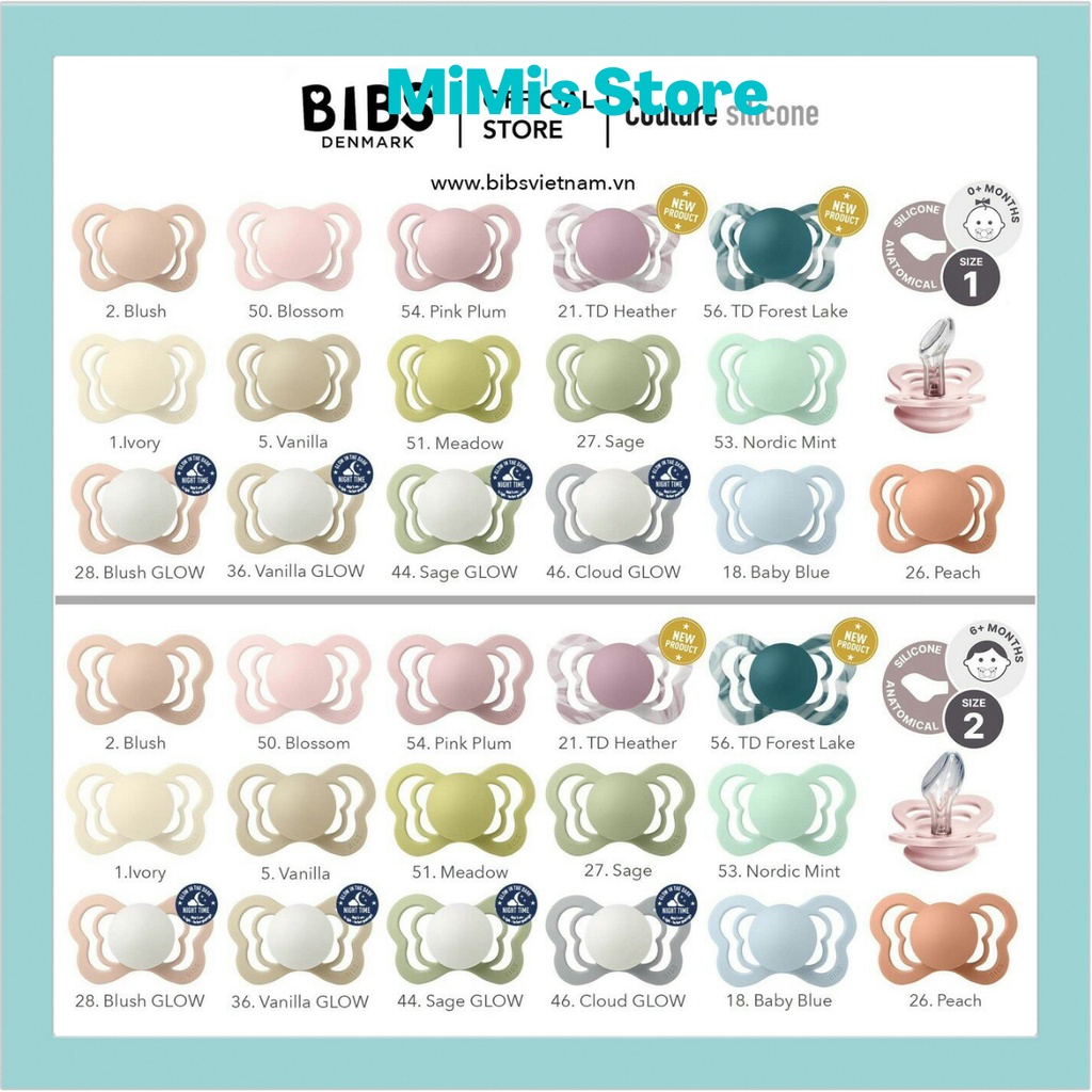 Ti Giả Bibs Couture: Núm Vát Chống Hô/ Vâu Cho Bé Chất Liệu Silicone.