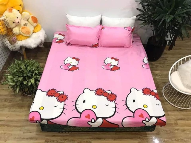 [sale] bộ ga gối 3 món poly cotton,1 ga chun hộc nệm,2vỏ gối đầu