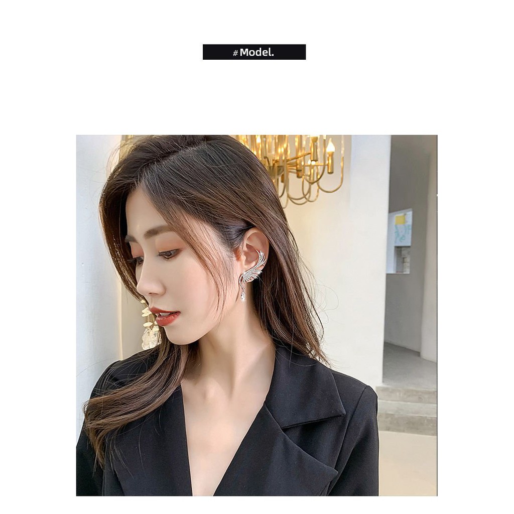 (1 chiếc) Bông tai cánh tiên nữ HẠT ĐÁ kiểu cổ trang cổ điển