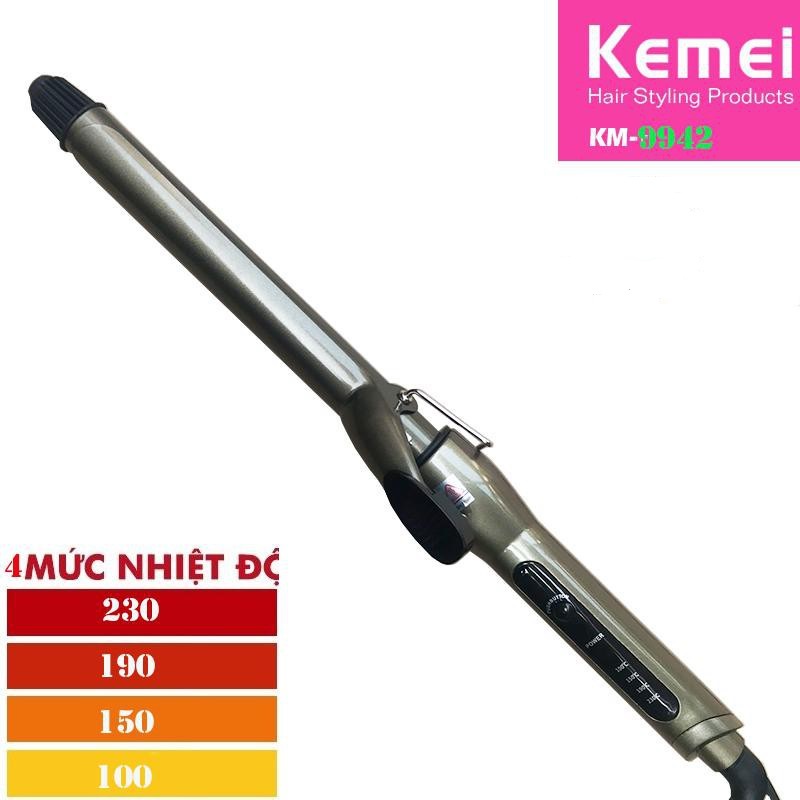 Máy làm xoăn và uốn tóc lọn có 4 mức chình nhiệt giao  kemei KM 9942
