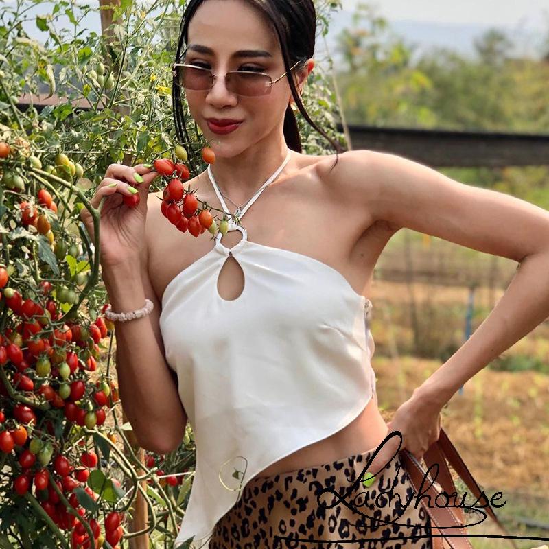 Áo crop top không tay hở lưng màu sắc trẻ trung cho nữ