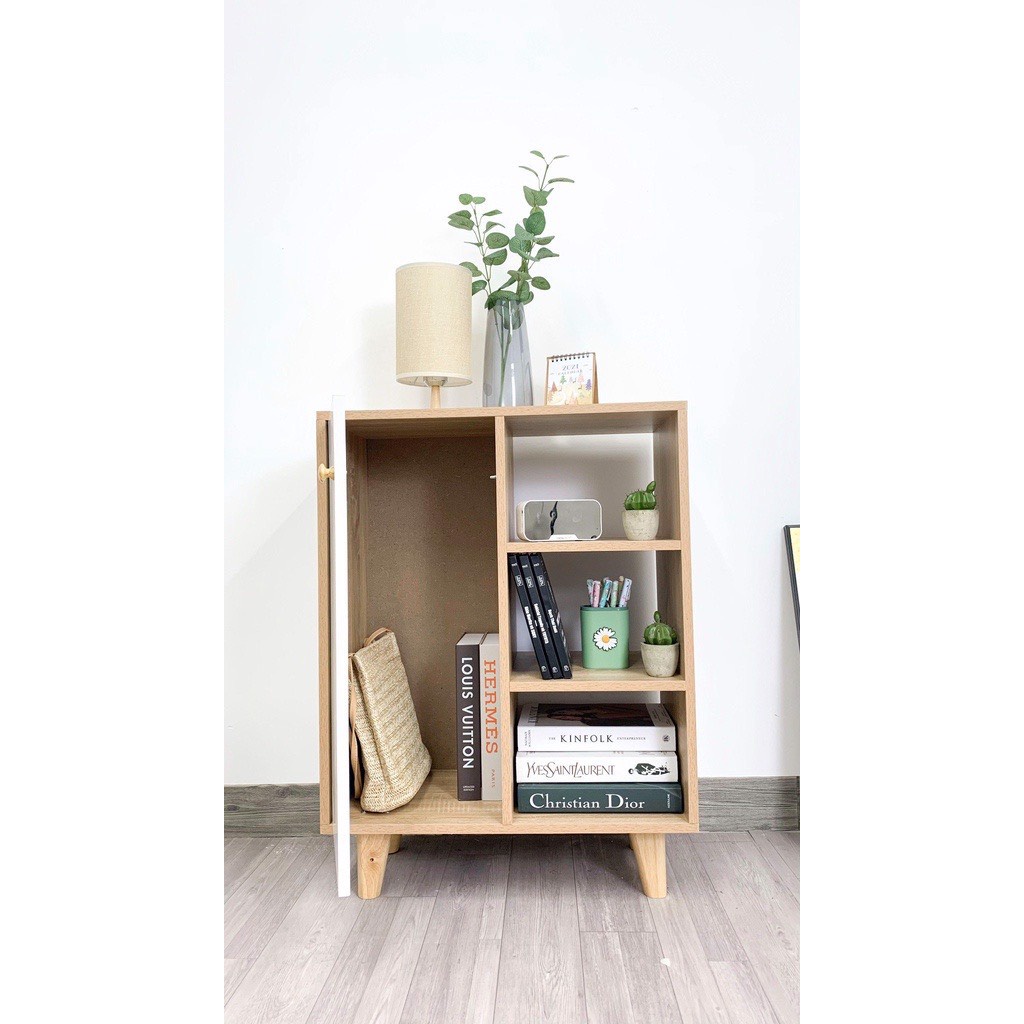 Tủ gỗ đựng đồ đa năng, kệ gỗ MDF tủ decor phong cách hiện kích thước cao 77cm x ngang 60cm x sâu 30cm