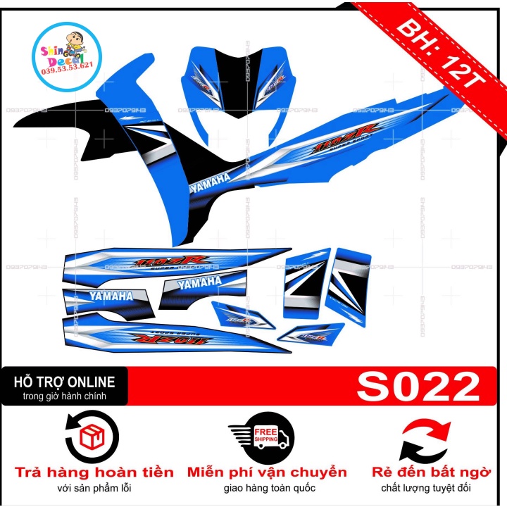 Tem rời sirius ZR dán xe xanh -- SHIN DECAL 2