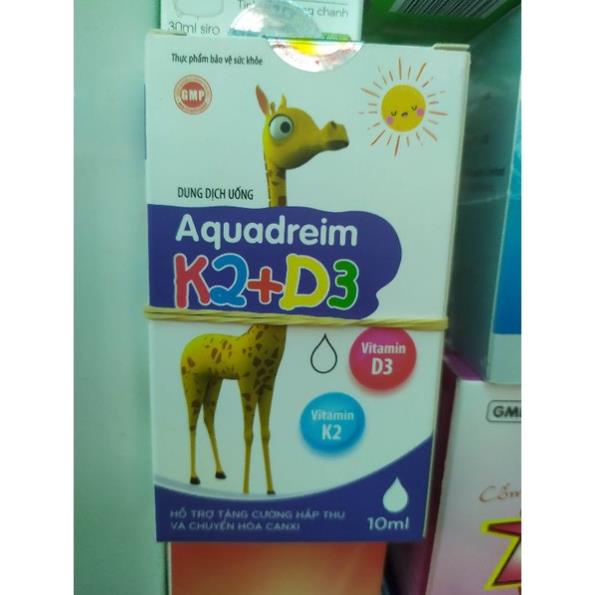 Aquadreim K2 + D3 bổ sung Vitamin D3 & K2 Mk7 giúp hấp thụ canxi hiệu quả, giúp xương và răng chắc khỏe