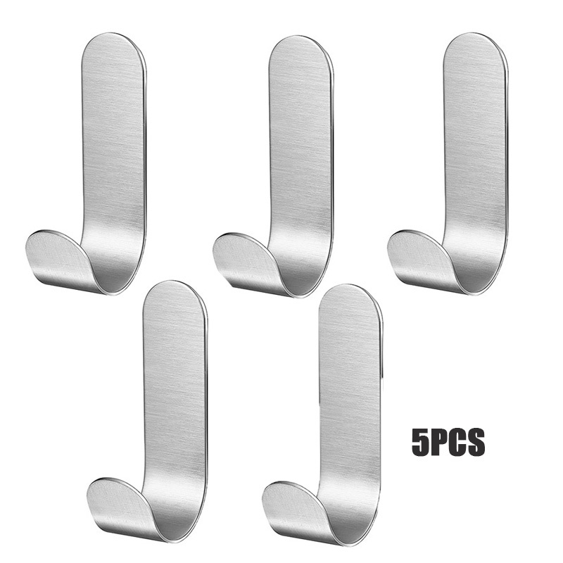 Set 5 Móc Treo Đồ Hình Chữ J Bằng Thép Không Gỉ Đa Năng Tiện Dụng