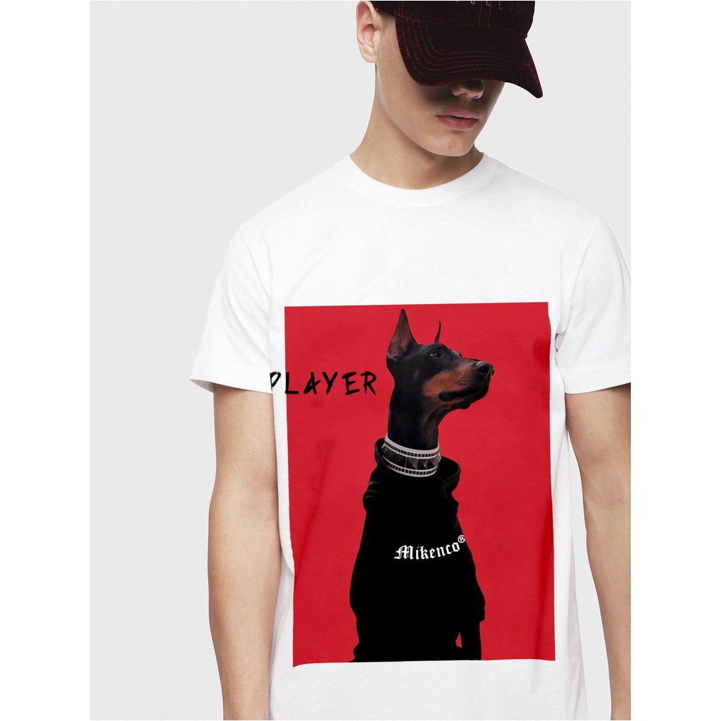 Áo thun tay lỡ Mikenco Chó Player MOSSSHOP - Áo phong nam nữ unisex phong cách hàn quốc ulzzang form rộng 65kg
