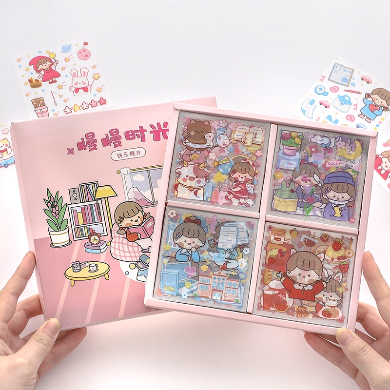 Bộ Sticker Dán Trang Trí Sổ Tay Hình Cô Gái Xinh Xắn