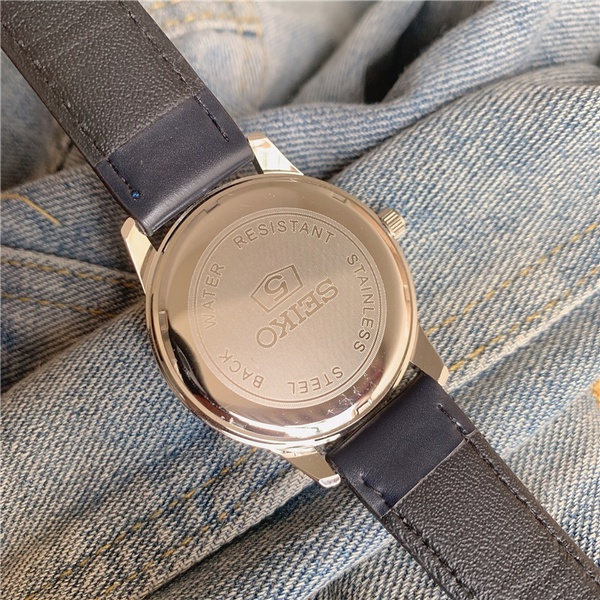 Đồng Hồ quartz Seiko Dây Da Màu Xanh Lá / Nâu Cổ Điển