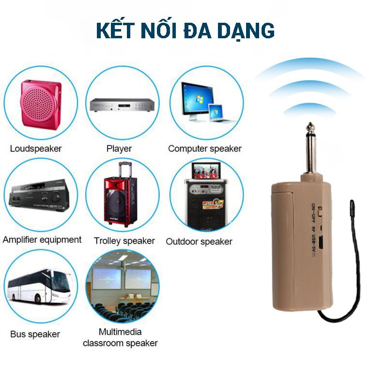 Bộ đôi micro đeo tai JOA UF 66 - Micro thuyết trình trợ giảng không dây UHF Đầu thu 6.5mm chuyên dùng cho nhiều loại loa