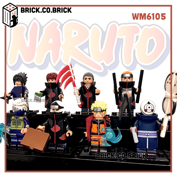 NARUTO - Combo 16 nhân vật Obito, Sasuke, Kakashi, Sasori, Kakuzu, Madara,Deidara Đồ chơi lắp ráp non lego WM6105