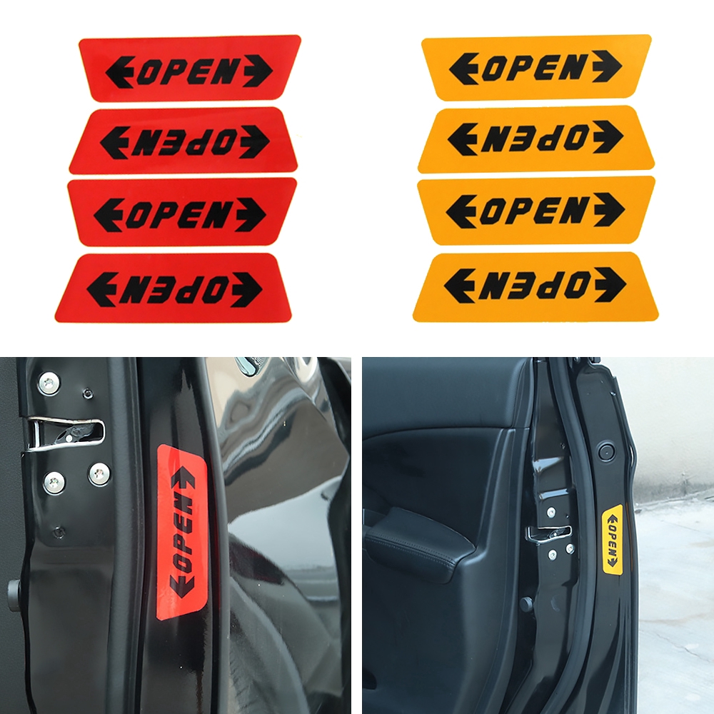 4Pcs Car Door Anti-fall Reflective Tape Warning Mark Night Driving Safety Tapes Car Door Stickers Car Accessories