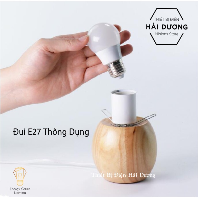 Đèn Bàn Trang Trí Phòng Ngủ Đọc Sách DB-21174 Thân Gỗ Phong Cách Bắc Âu Cao cấp - Tặng kèm Bóng LED - Bảo Hành 1 năm