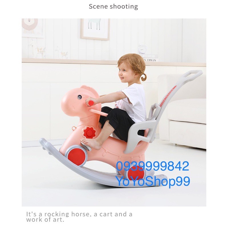 Ngựa bập bênh đa năng kiêm xe chòi chân và xe đẩy cho bé Toys House WM19033, hàng chính hãng cho bé
