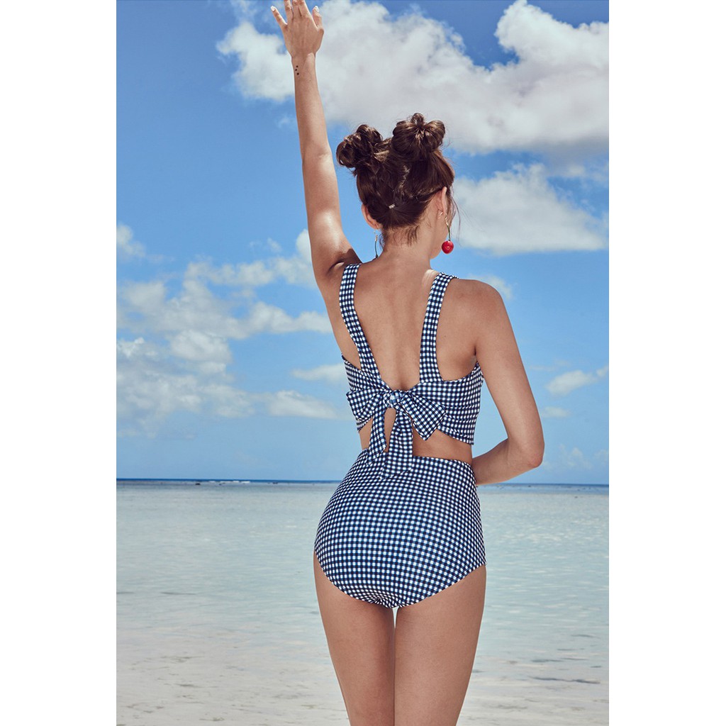 Bikini 2 mảnh kẻ caro thắt lơ | BigBuy360 - bigbuy360.vn