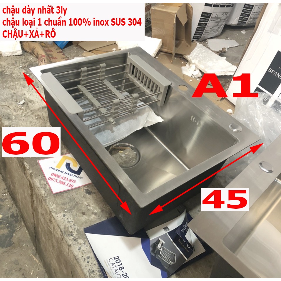 Chậu Rửa Chén Bát INOX SUS 304 N17 6045 a1 NA.GRAND HÀNG CAO CẤP NHẤT MẶT DÀY 3LY HÀNG BAO XÀI