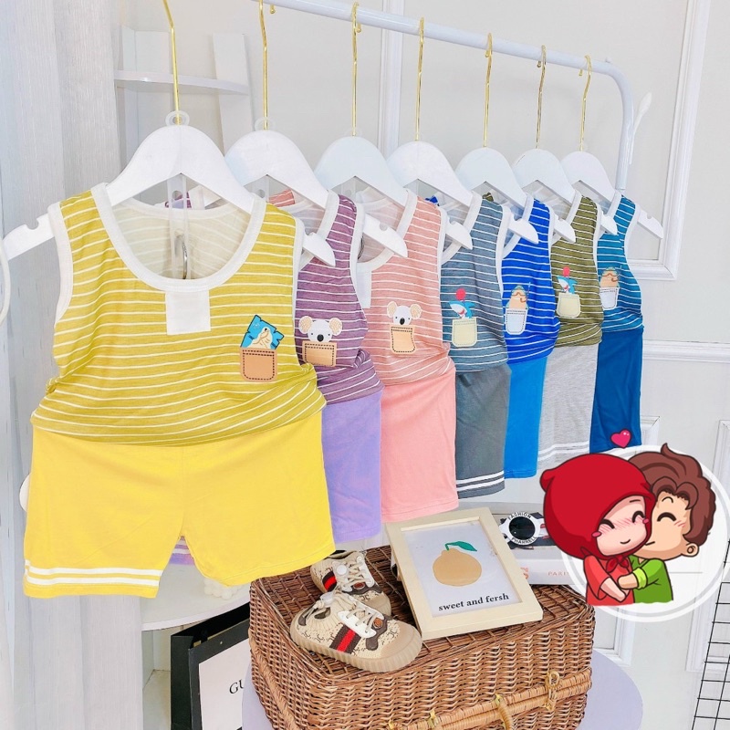 Bộ Minky Mom sát nách❤️FREESHIP❤️Ba lỗ thun lạnh-Đồ bộ, đồ ngủ thun lạnh phối màu in hình cực xinh cho bé size 5-18kg