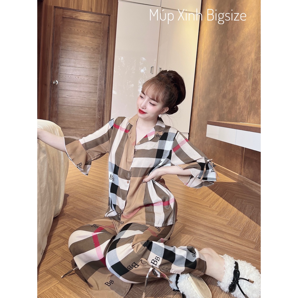 [ Bigsize 50-100kg] Bộ Dài Xẻ Tà Lụa Mango _Gấm Cao Cấp Mặc Nhà Cho Nàng Múp