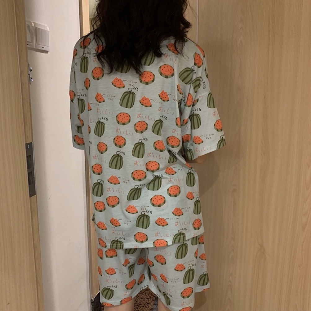 BỘ QUẦN ÁO NỮ cộc tay mùa hè họa tiết dễ thương chất cotton mát mịn