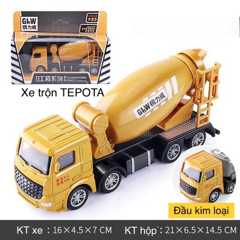 [CÓ HỘP] Xe Trộn Bê Tông  TEPOTA Đồ Chơi Bằng Kim Loại Đẹp Trục Quay 360 Độ Cho Bé Tăng Trí Tưởng Tượng X03XETRON