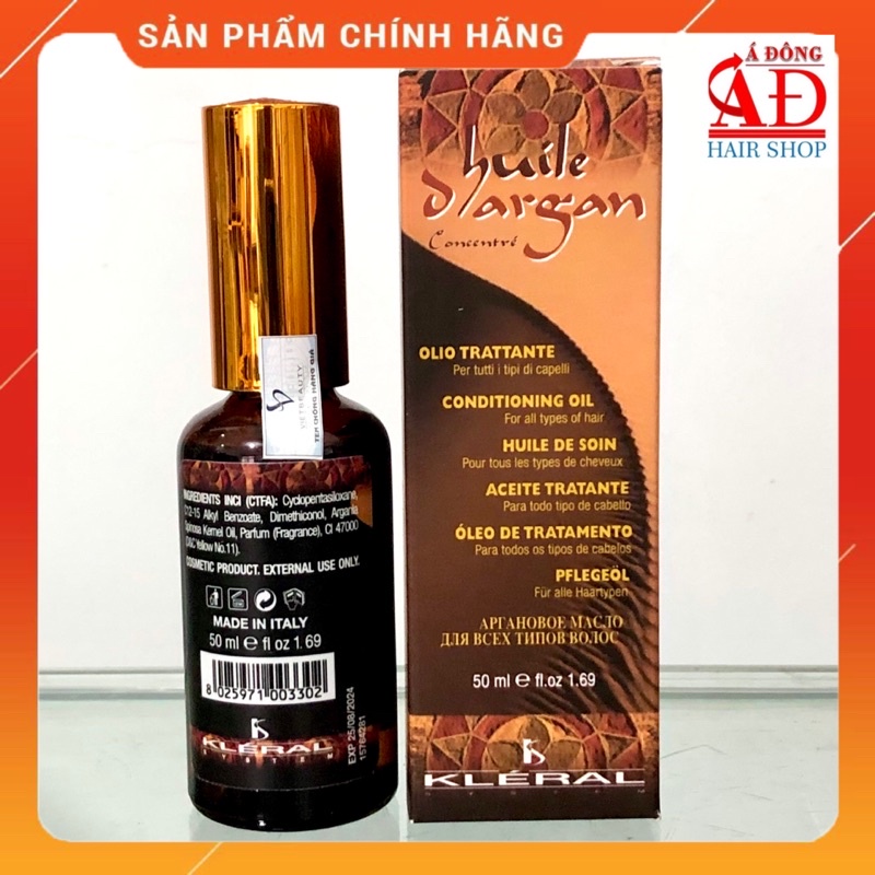 [+Tặng mũ trùm] Tinh dầu Argan chống xơ rối chẻ ngọn tóc Kleral Huile D'argan oil Italy