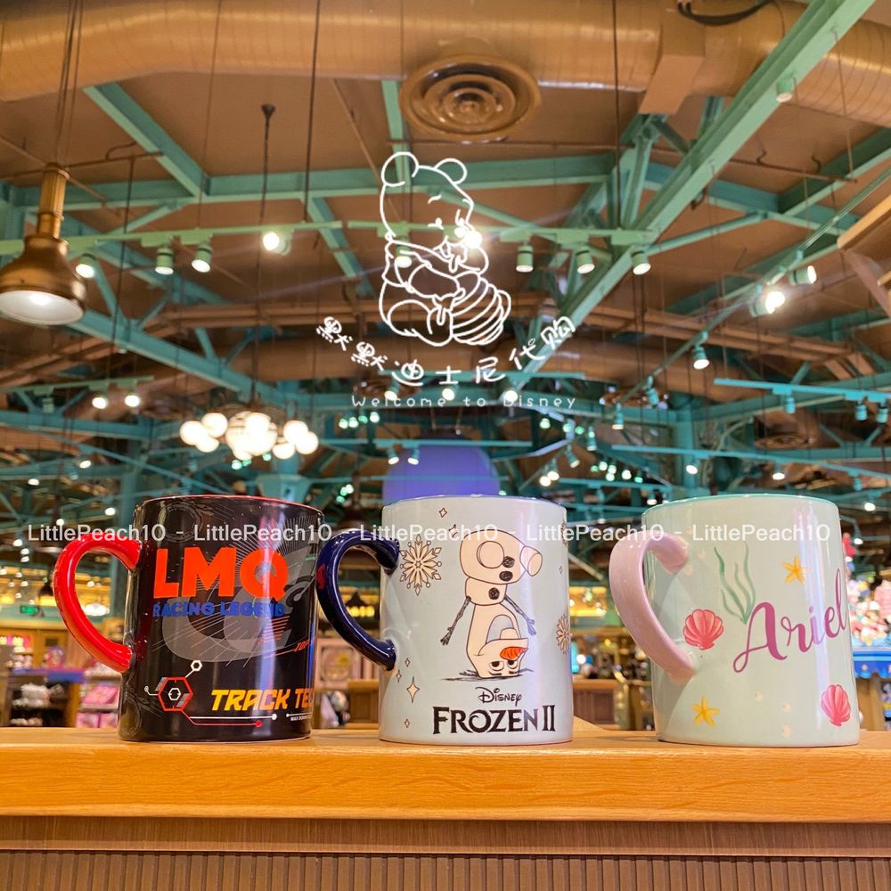 Ly sứ cốc sứ Disney cao cấp chính hãng có quai cầm tay hình Car Olaf Ariel cho nam và nữ 320ml