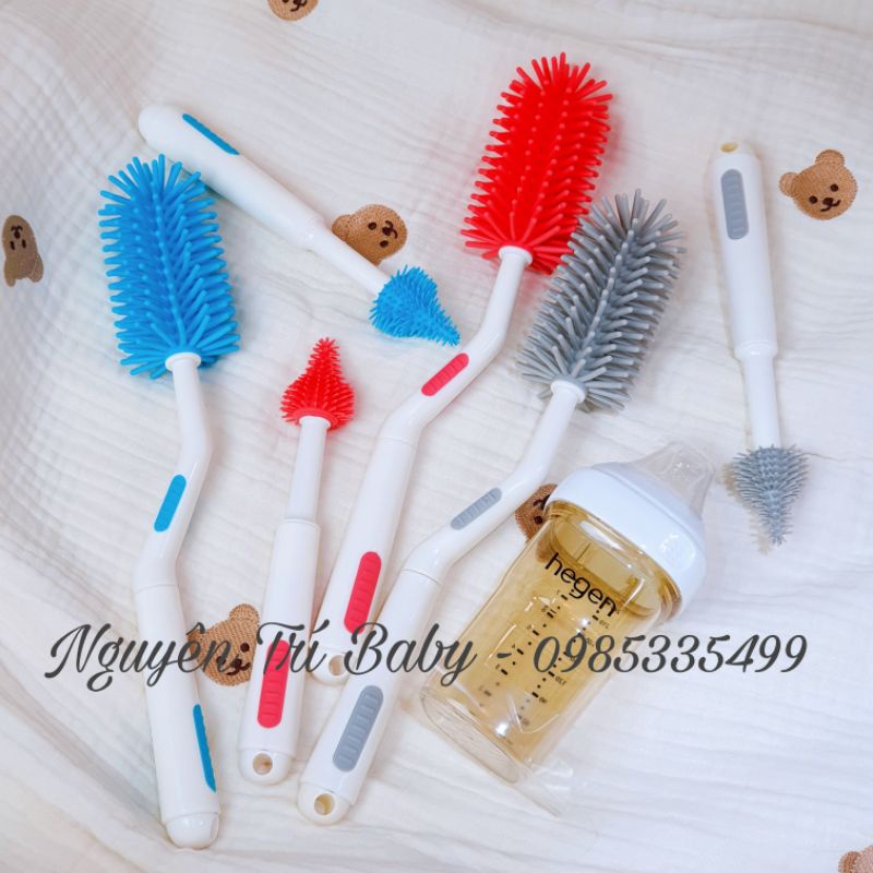 Cọ bình sữa silicon MISUTA tay cầm xoay 360 độ