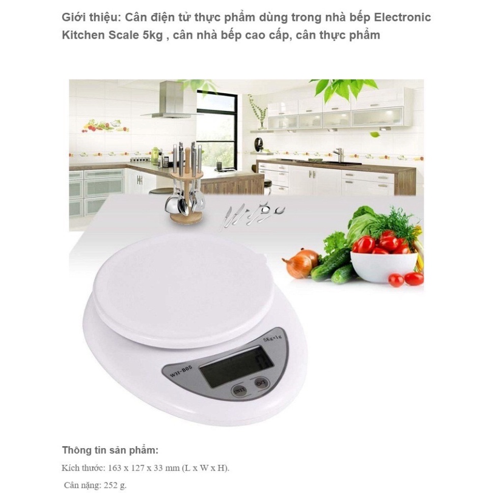 Cân tiểu ly nhà bếp chia thực phẩm, Cân điện tử Electronic Scale 5 kg,10 kg.BM