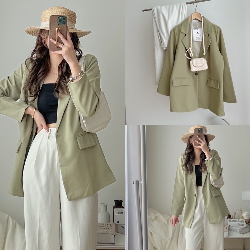 Áo Blazer NARII phong cách ulzzang Hàn Quốc Áo vest túi lật hai lớp