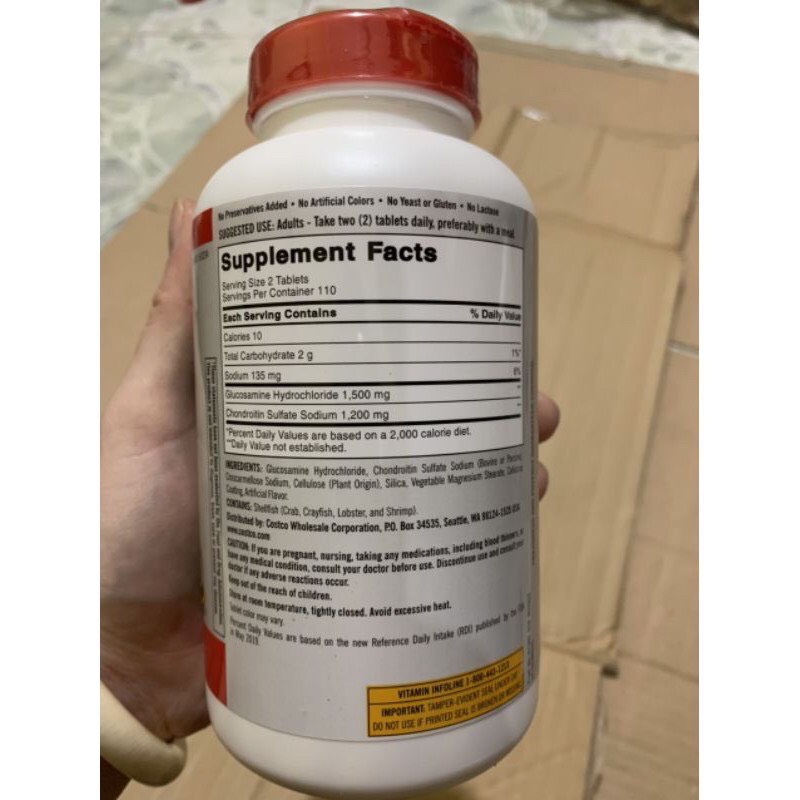  Bổ trợ xương khớp Kirkland Glucosamine 1500mg & Chondroitin 1200mg-220 viên