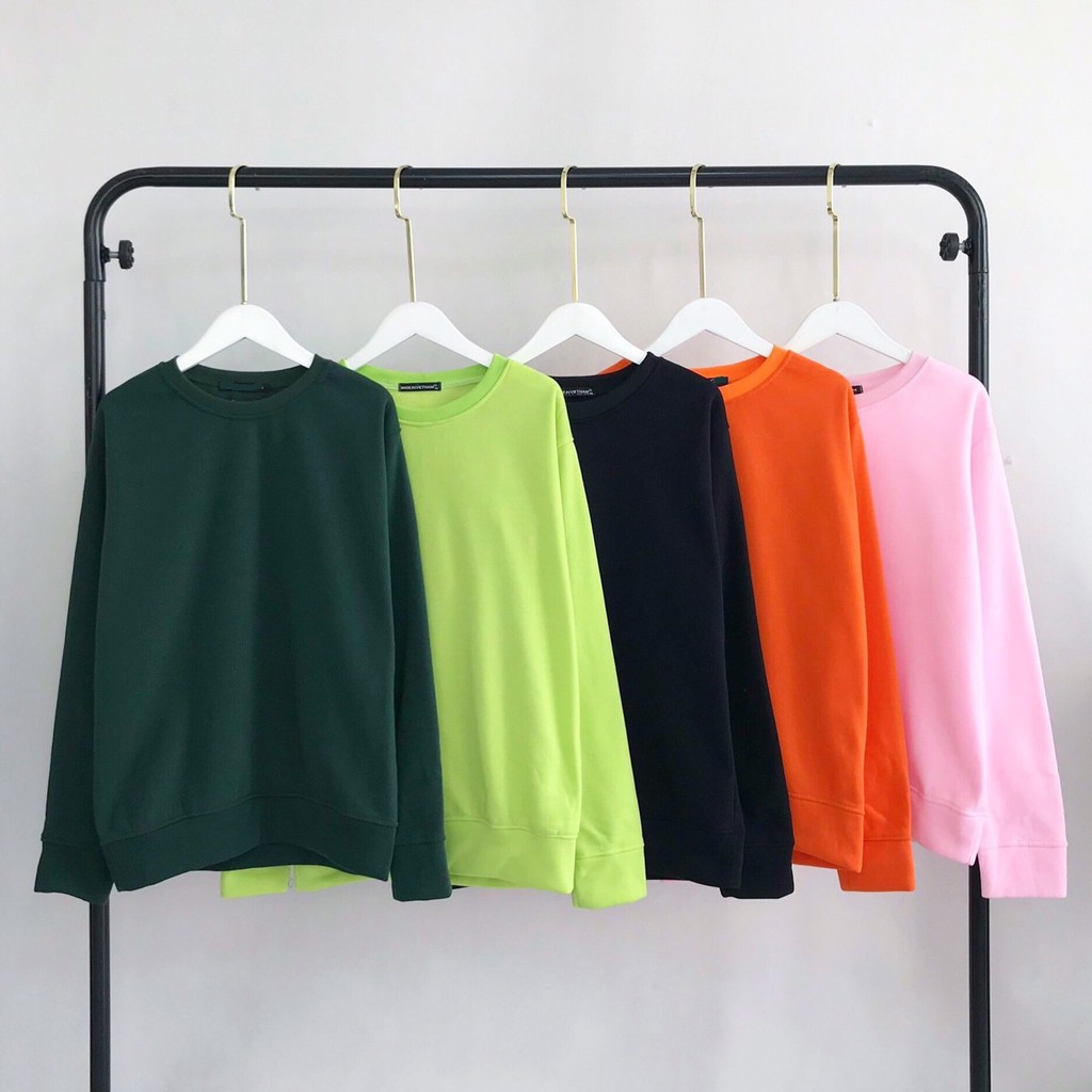 Áo Sweater Trơn Ulzzang Unisex Màu Xanh Dạ Quang Chất Nỉ Bông Cao Cấp Dáng Rộng Nam Nữ - MM | BigBuy360 - bigbuy360.vn
